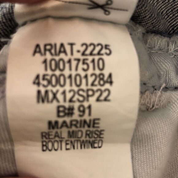 Ariat REAL Jeans Womens 33R Blue Mid Rise Entwined Boot Cut Marine 10017510 West - Picture 12 of 13